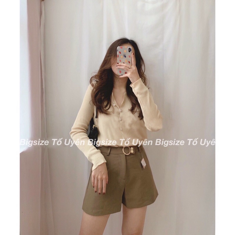 (T.U Bigsize 50-75kg) Áo Dài Tay Bổ Trụ V, Khuy Cài Phong Cách Vintage