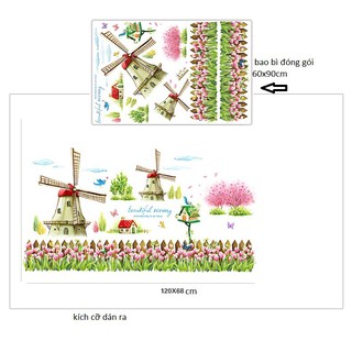 Decal dán tường cối xoay gió