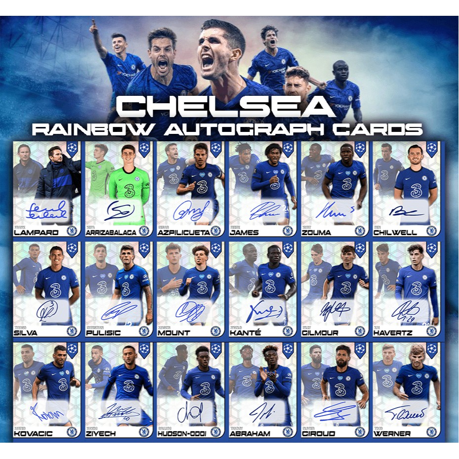 Set 18 Thẻ In Chữ Kí Cầu Thủ Chelsea Rainbow Autograph