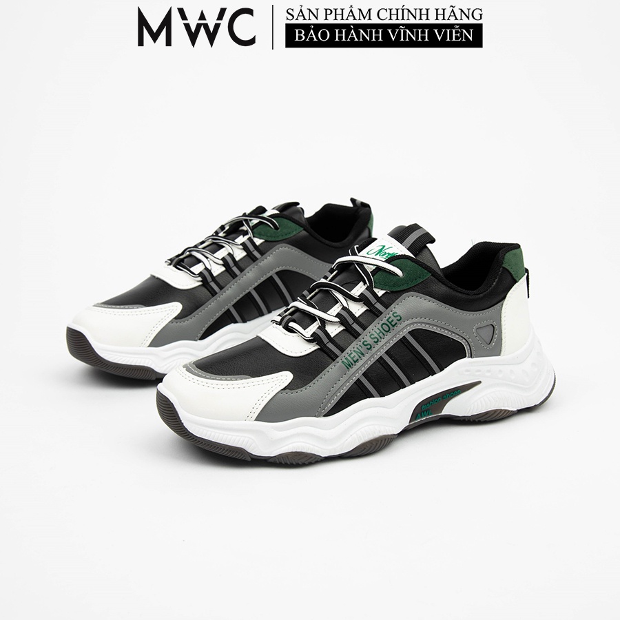 Giày Thể Thao Nam MWC Sneaker Da Đế Cao Cool Ngầu Màu Cam Xanh NATT- 5339