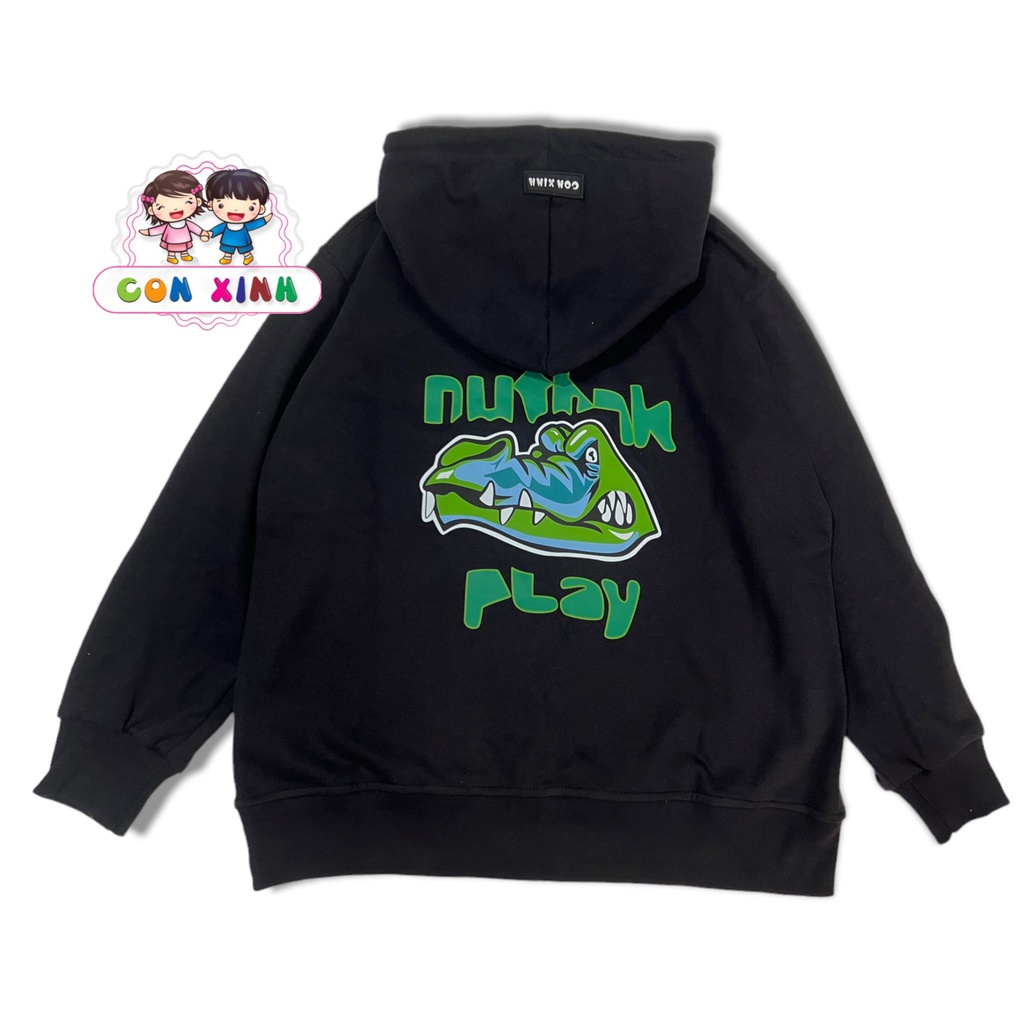 Áo khoác bé trai,bé gái Con Xinh phom rộng nỉ hình in Cá Sấu,thời trang thu đông dành cho trẻ em từ đến 4 đến 10 tuổi