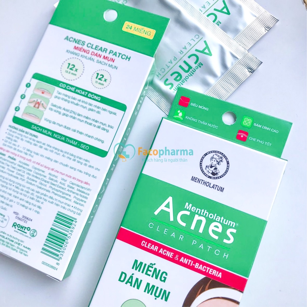 Miếng dán mụn Acnes Clear Patch 24 miếng giúp giảm mụn sưng viêm