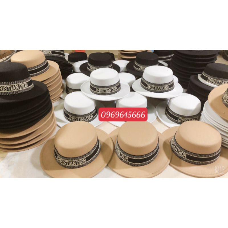 Nón dạ/nỉ vành nhỏ đai dior siêu sang chảnh