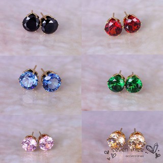 Cute 18K Gold/White Gold Plated Stud Earring Inlay Zircon Round CZ Crystal