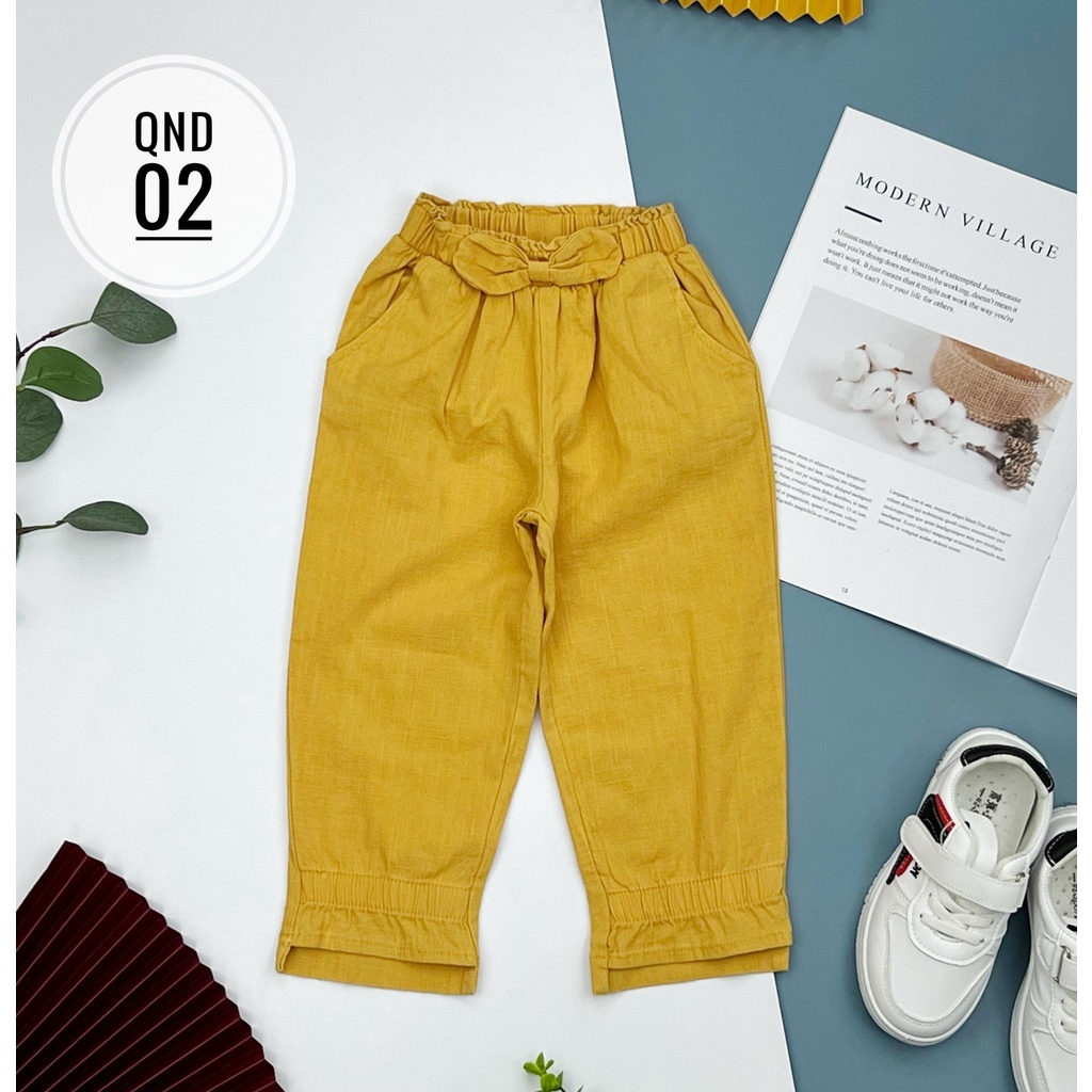 Quần kaki đũi LITIBABY, thắt nơ size đại 8/12T
