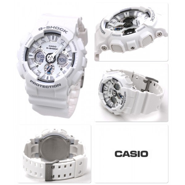 Đồng hồ thể thao nam nữ G-Shock GA-120A-7A Dây cao su full trắng