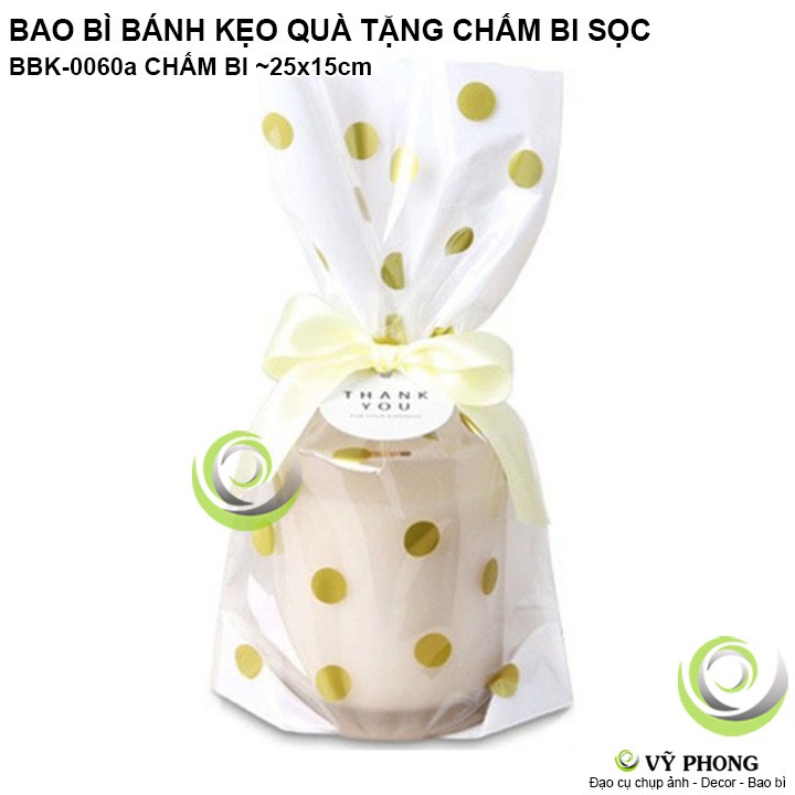 SET 50 TÚI NHỰA CHẤM BI,SỌC VÀNG BẮC ÂU ĐỰNG BÁNH KẸO QUÀ TẶNG CÁC DỊP LỄ TẾT NOEL GIÁNG SINH BBK-0060