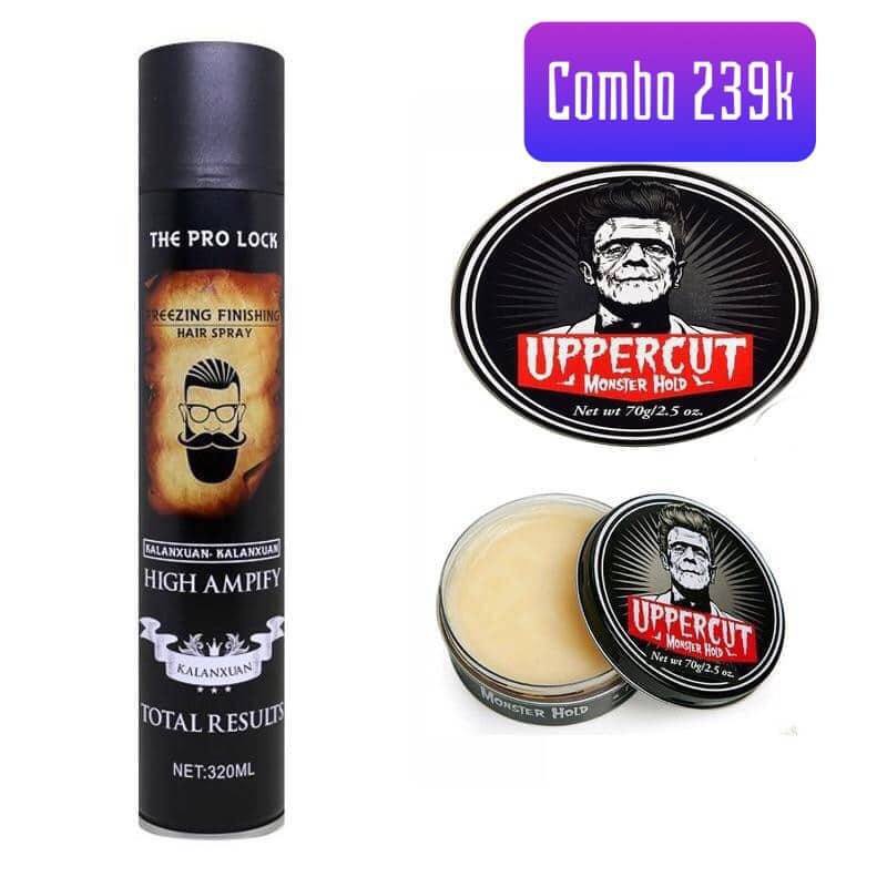 combo gôm the pro lock và sáp uppercut clay