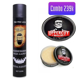 combo gôm the pro lock và sáp uppercut clay
