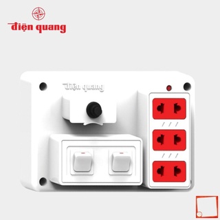 Bảng điện nổi V2/V3 Điện Quang ĐQ FEP 32W 02S - màu trắng Taplo 3 lỗ 2 chấu, 1/2/3 công tắc