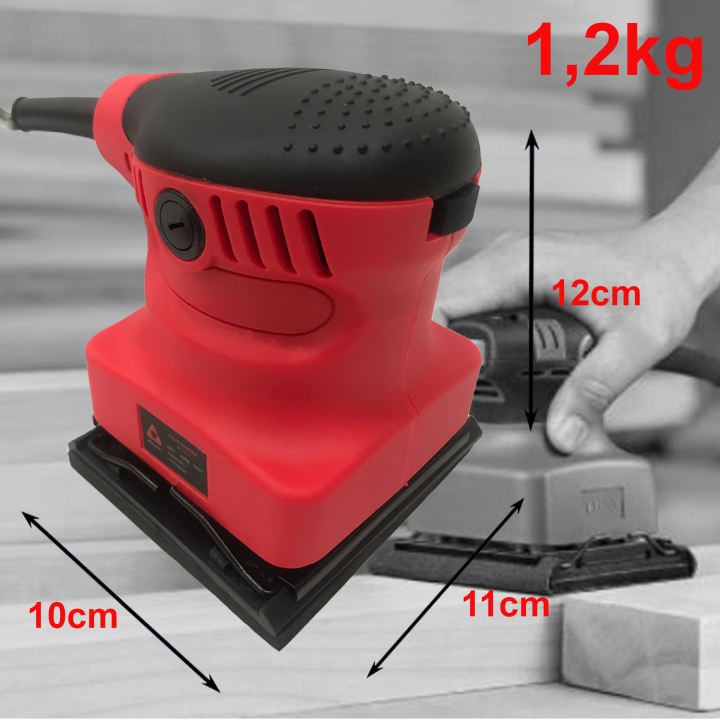 Máy chà nhám gỗ, máy chà nhám rung, máy chà gỗ chính hãng Mitsushi cỡ đĩa 100x110mm công suất lớn 350w, tốc độ 12000v/p
