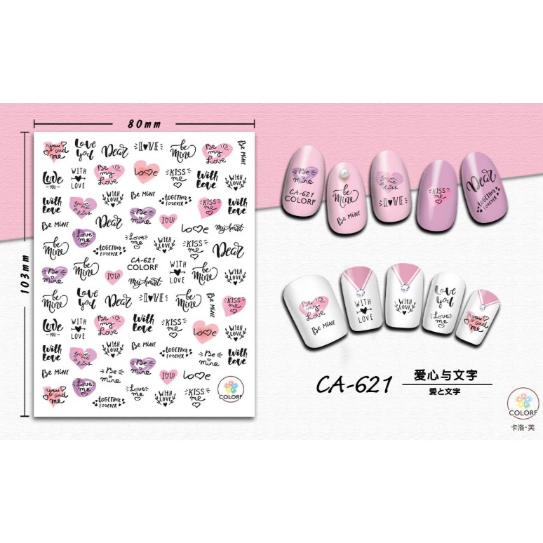 sticker dán móng hình chữ