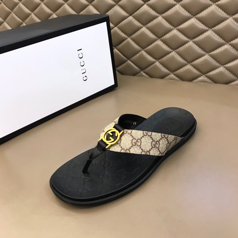 Dép xỏ ngón nam Gucci GG da thật cao cấp in vân cá tính