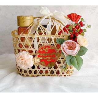 [Giá xưởng]Giỏ tre, giỏ quà Tết bằng tre dáng thấp tặng kèm tag treo