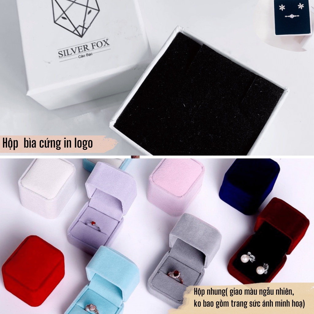 Khuyên Tai Bạc CaoBac Jewellery Cho Nữ Thiết Kế Hoa Bốn Cánh Ổ Đá Giữa