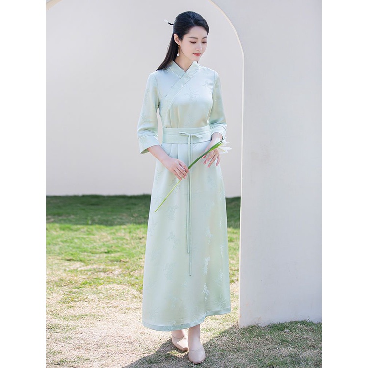 [M &amp; E] Sườn Xám Cách Tân Phong Cách Trung Hoa Cổ Điển Thanh Lịch Thời Trang Mùa Thu 2022 Mới Cho Nữ