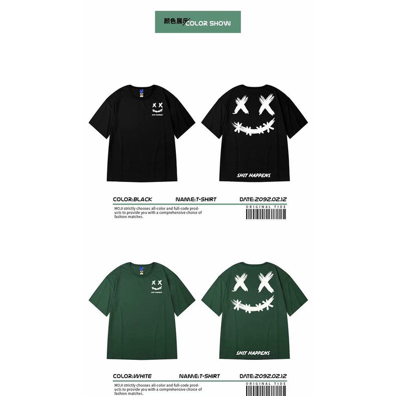 Áo thun tay ngắn dáng rộng mùa hè phong cách hip hop đường phố giản dị dành cho nam size M-8XL