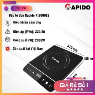 Bếp từ đơn ri2000es rapido chính hãng - công suất 2000w - điều khiển cảm ứng bảo hành 1 năm