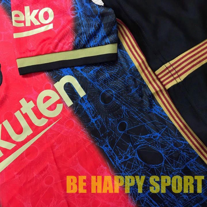 Bộ Đồ Thể Thao Nam Đẹp Barcelona (Barca) Vải Thái Cực Chất Mới Nhất 2021 - Áo Đá Banh PP Bởi Be Happy Sport