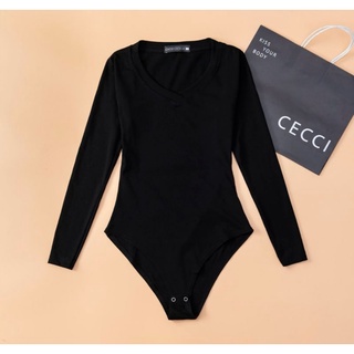 BODYSUIT CỔ TIM DÀI TAY ĐEN