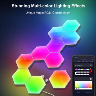 Đèn LED lục giác lắp ghép gắn tường RGB cầu vồng - Nháy theo nhạc - App WiFi