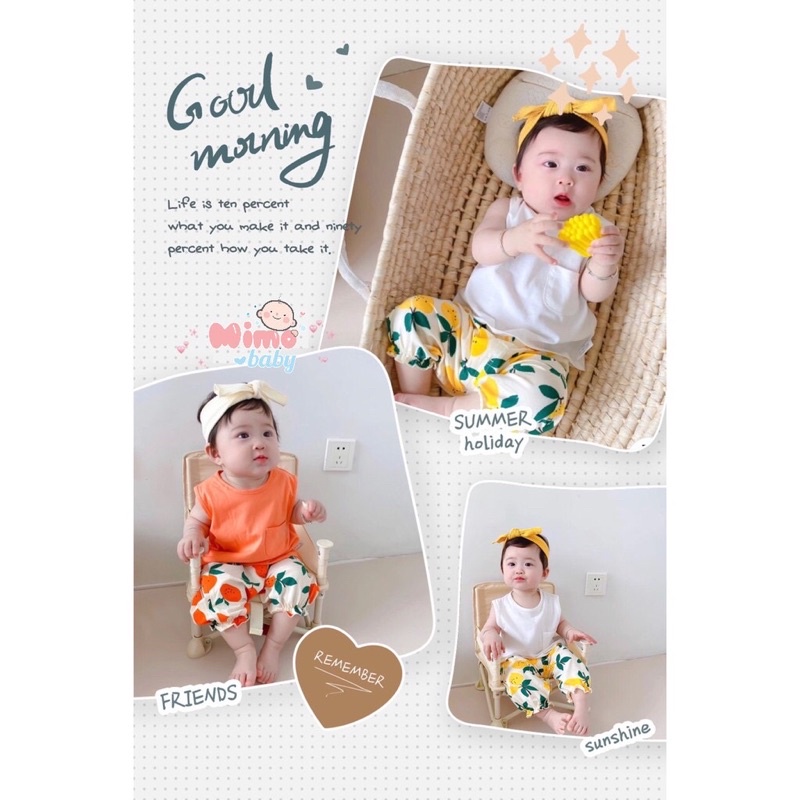 Bộ áo balo quần dài hoa quả cho bé gái từ 7-17kg Bách Nhật Shop
