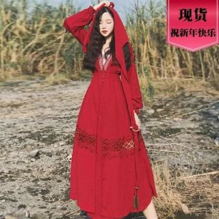 [ORDER] Váy boho đỏ có nón