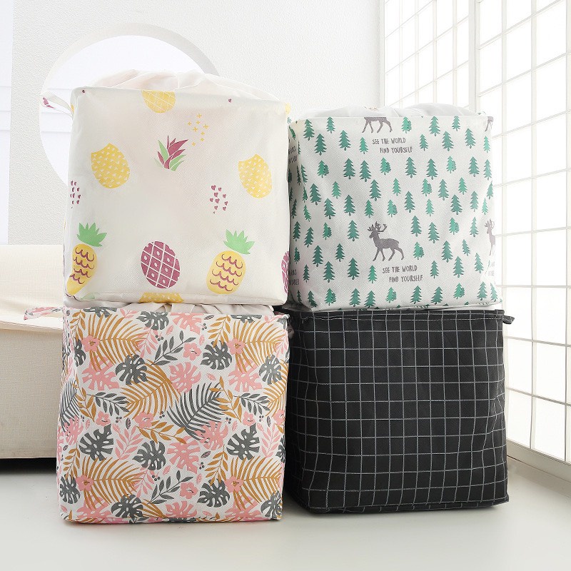 Túi vải đựng quần áo chăn màn đồ dơ giỏ vải canvas vuông đựng đồ đa năng gấp gọn ChiChi TV13