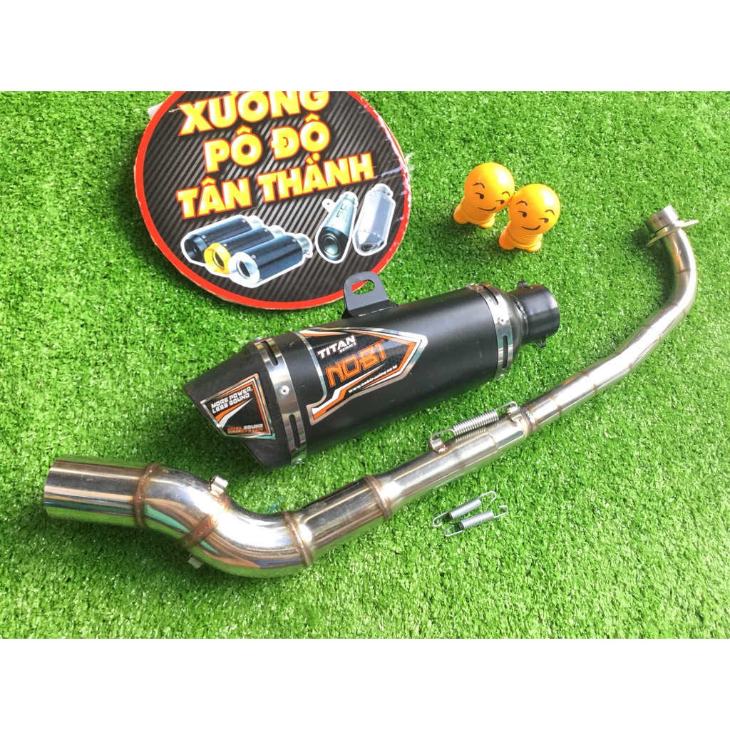 Pô nobi đen 2 nòng full cổ cong 2 khúc gắn nhiều loại xe
