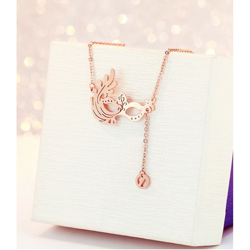 DÂY CHUYỀN TITAN MẶT NẠ MÀU VÀNG HỒNG 14K TN115 ĐẸP SIÊU BỀN MÀU