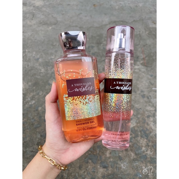 Combo body mist + sữa tắm siêu thơm - Bath and body works - Chai to