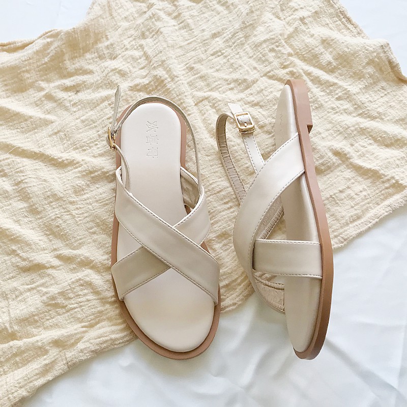 Giày sandal nữ mã XKS15 đơn giản thanh lịch gồm 2 màu đen và kem