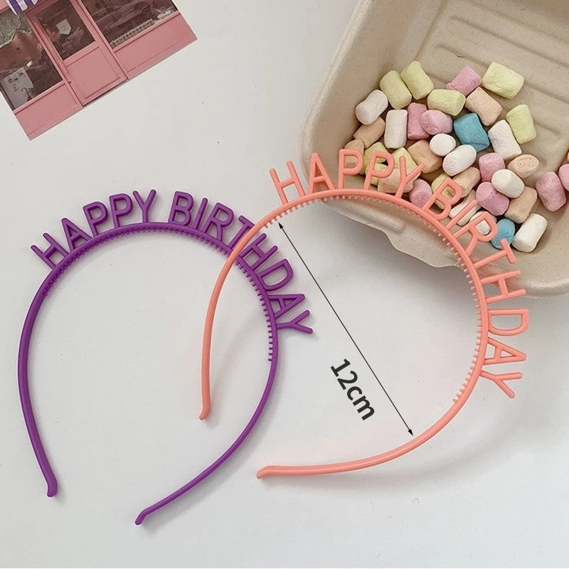 Băng Đô Cài Tóc Bằng Nhựa In Chữ Happy Birthday Màu Kẹo Đơn Giản Dành Cho Nữ Dự Tiệc Sinh Nhật