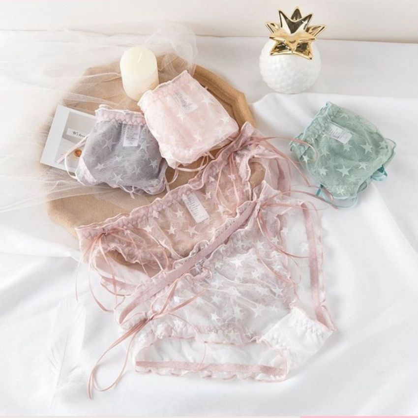 Quần lót ren nữ dễ thương ren xuyên đấy quần chất cotton kháng khuẩn L518