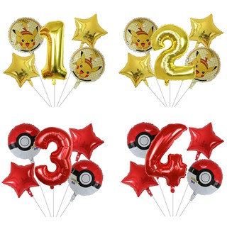 Set 5 Bong Bóng Hình Hoạt Hình Pokemon 1 2 3 4 5 6 7 8 9st Dùng Trang Trí Tiệc Sinh Nhật Cho Bé
