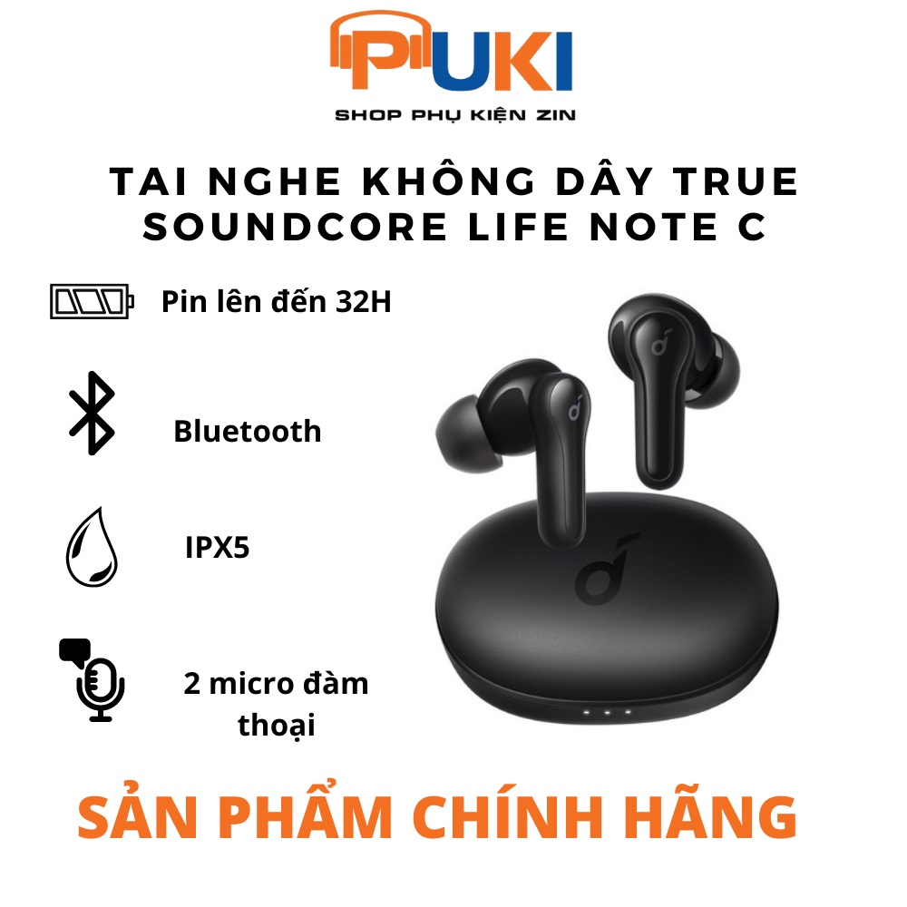 Soundcore của Anker - Life Note C Tai nghe không dây nhét tai | 2-Mic cho cuộc gọi rõ ràng | Hàng Chính Hãng |