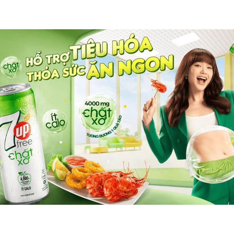 Lốc 6 lon 7UP ít calo bổ sung chất xơ 320ml