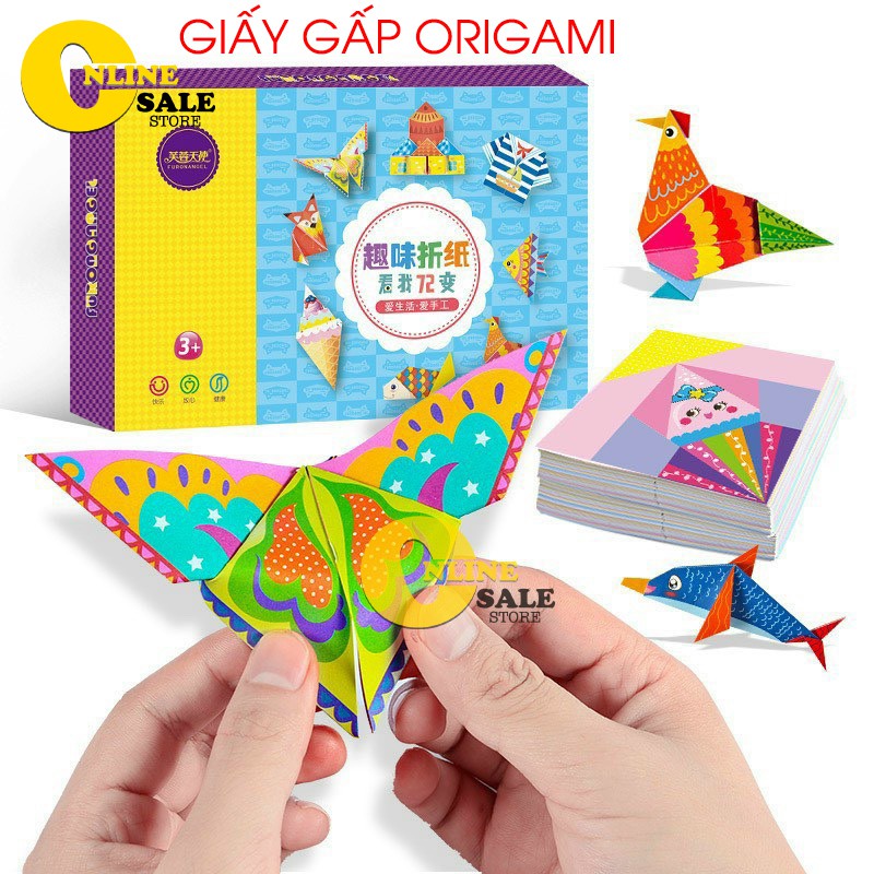 [MẪU MỚI]Giấy gấp thủ công Origami Nghệ thuật gấp giấy sáng tạo cho bé 152 tờ với 72 mẫu hình- kèm hướng dẫn gấp