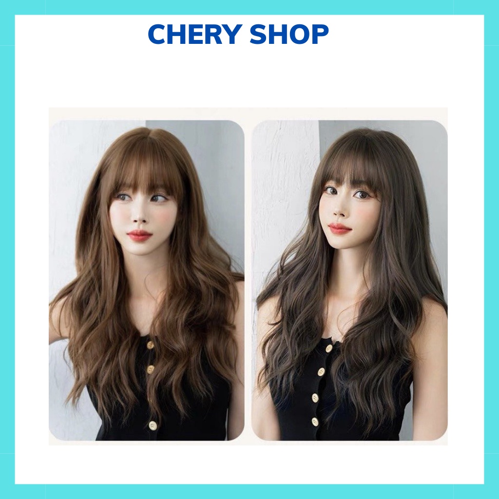 Tóc giả nữ đẹp nguyên đầu xù sóng mẫu mới tặng kèm lưới trùm mã 8269