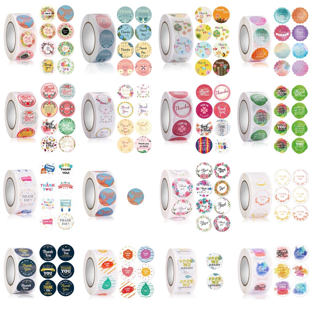 Cuộn 500 Nhãn Dán Hình Tròn In Chữ Thank You Dùng Để Trang Trí Sổ Tay/Nhật Ký