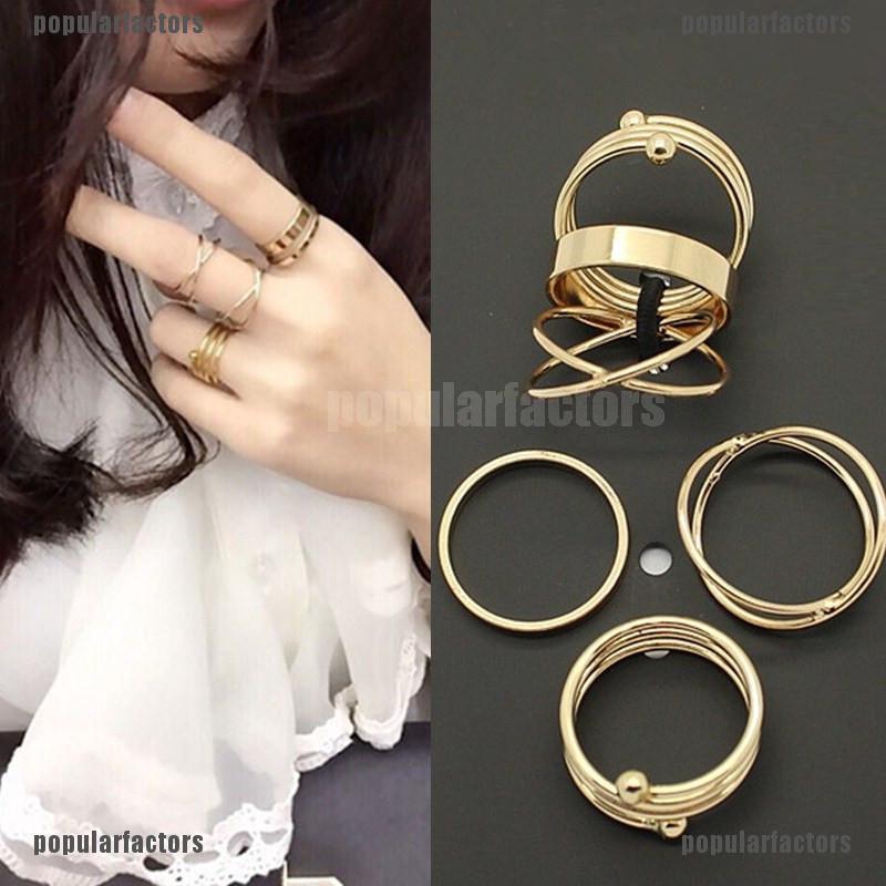 Set 6 Nhẫn Hợp Kim Phong Cách Punk Cá Tính