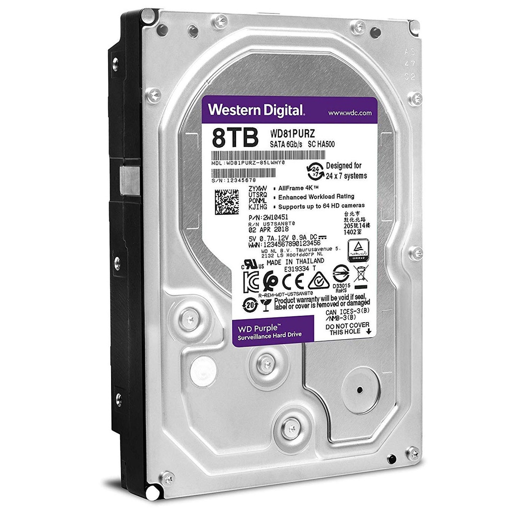 Ổ CỨNG HDD WD TÍM PURPLE 8TB CHUYÊN DÙNG CHO ĐẦU GHI CAMERA, MÁY TÍNH PC,.. BẢO HÀNH 2 NĂM