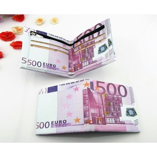 Ví da kiểu ngang cho nam, nữ hình tờ tiền 500 euro (500€) cực kỳ may mắn, phát lộc