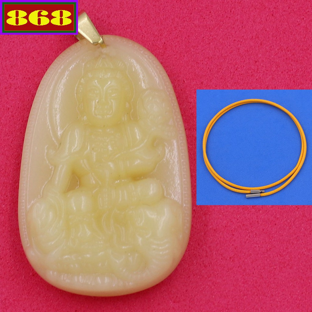 Vòng cổ mặt phật dây cao su Phổ hiền vàng 3.6 cm - Hộ mệnh tuổi Thìn, Tỵ - Mặt Size nhỏ
