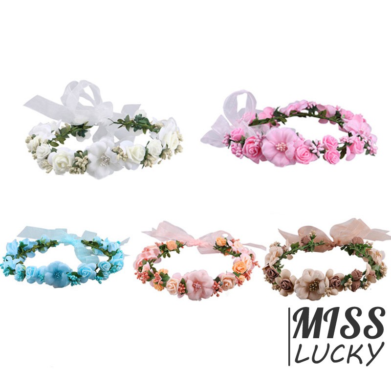 Vòng hoa giả đội đầu thiết kế tinh tế thanh lịch dành cho nữ