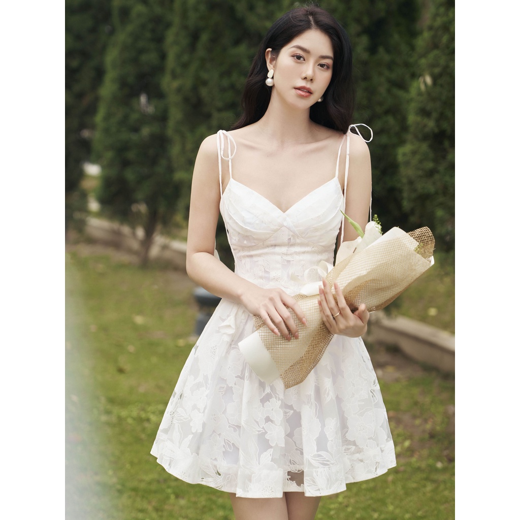 RECHIC Đầm ngắn Alys kiểu hai dây cúp ngực chất voan sang trọng gợi cảm phù hợp đi tiệc dạo phố