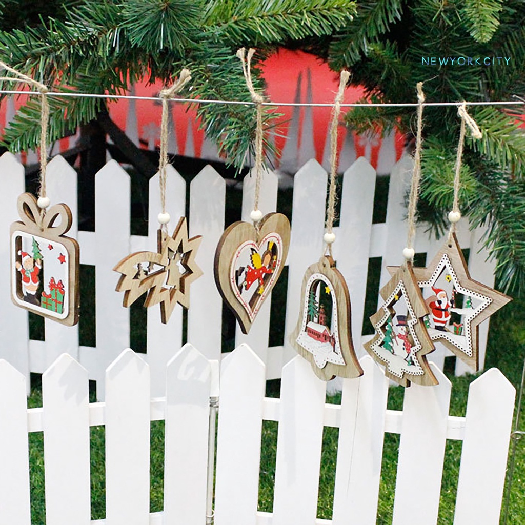 Phụ Kiện Treo Trang Trí Cây Thông Giáng Sinh Hình Ông Già Noel Bằng Gỗ