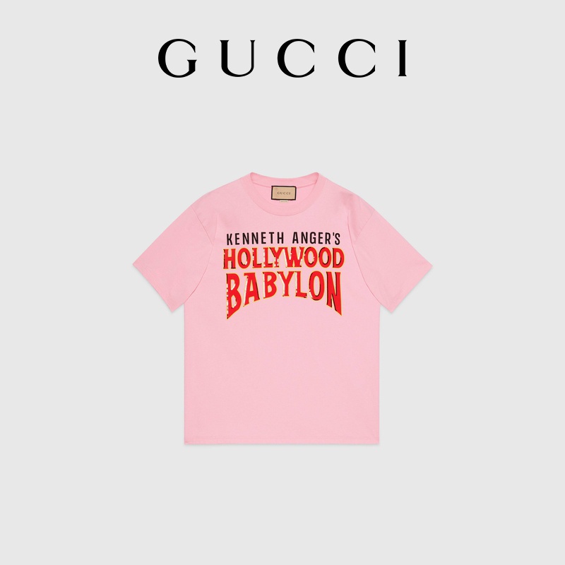 Áo Thun Cotton In Chữ GUCCI "Hollywood Babylon" Cho Nam Và Nữ