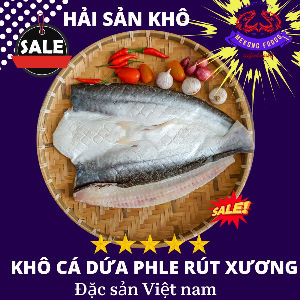 Khô cá dứa phi lê cần giờ 1kg không xương  ngon miệng vừa ăn/thịt dày thơm ngon không chất bảo quản Mekong Foods