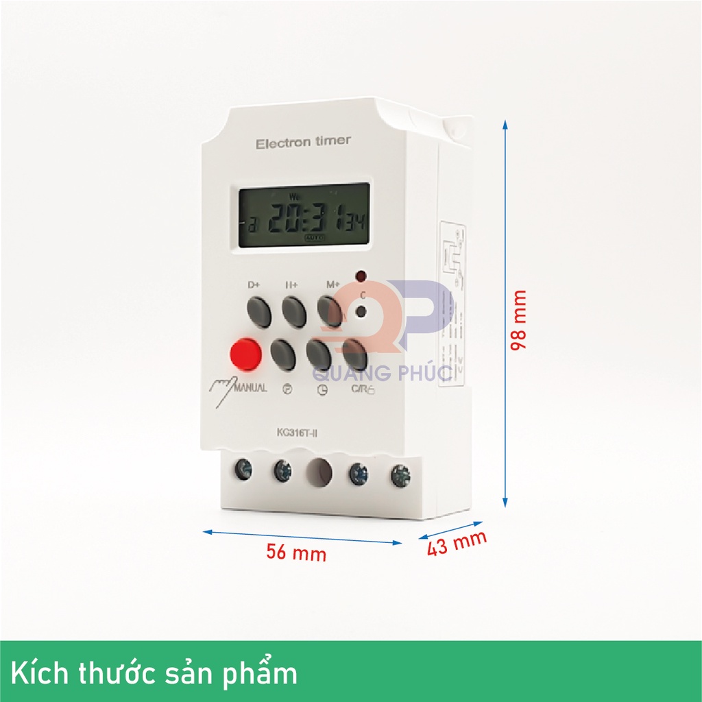 Công tắc hẹn giờ ngõ ra 25A cài đặt được 16 chương trình điều khiển chiếu sáng tưới tiêu hiệu lệnh